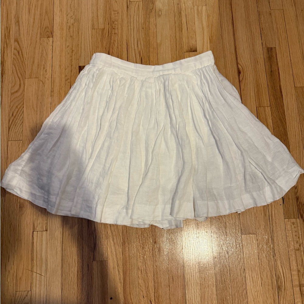 J.Crew White Pleated Linen Skirt size 2